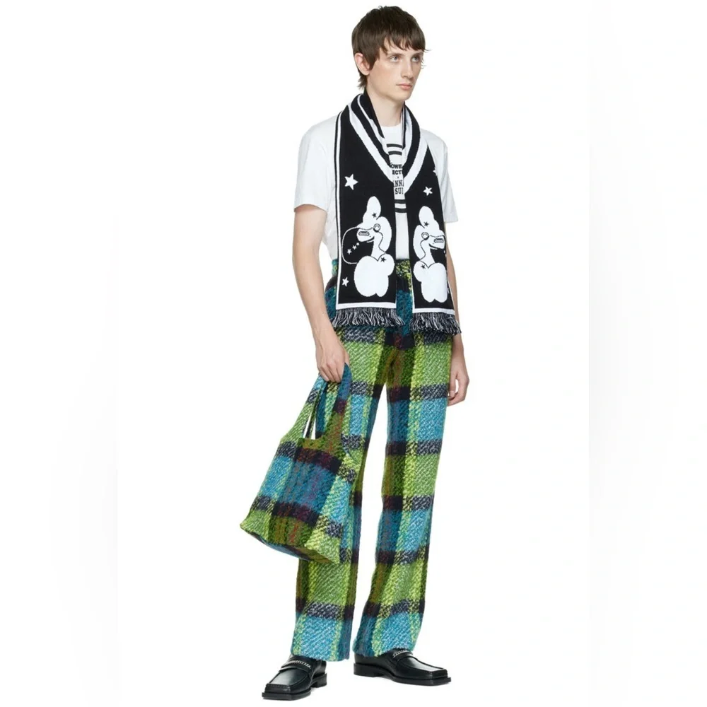 Anna Sui Plaid Tote Bag-Fern Multi